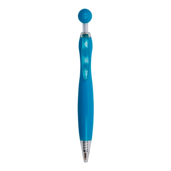 BOLY - Bolígrafo plástico con cuerpo en color, sistema push, tinta negra. Un diseño único con un clip original de esfera