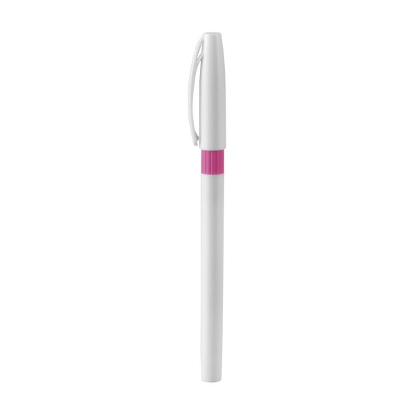 GRIPPER - Bolígrafo plástico con tapón y detalle en color, tinta negra. Cuerpo en color blanco ideal para personalizar